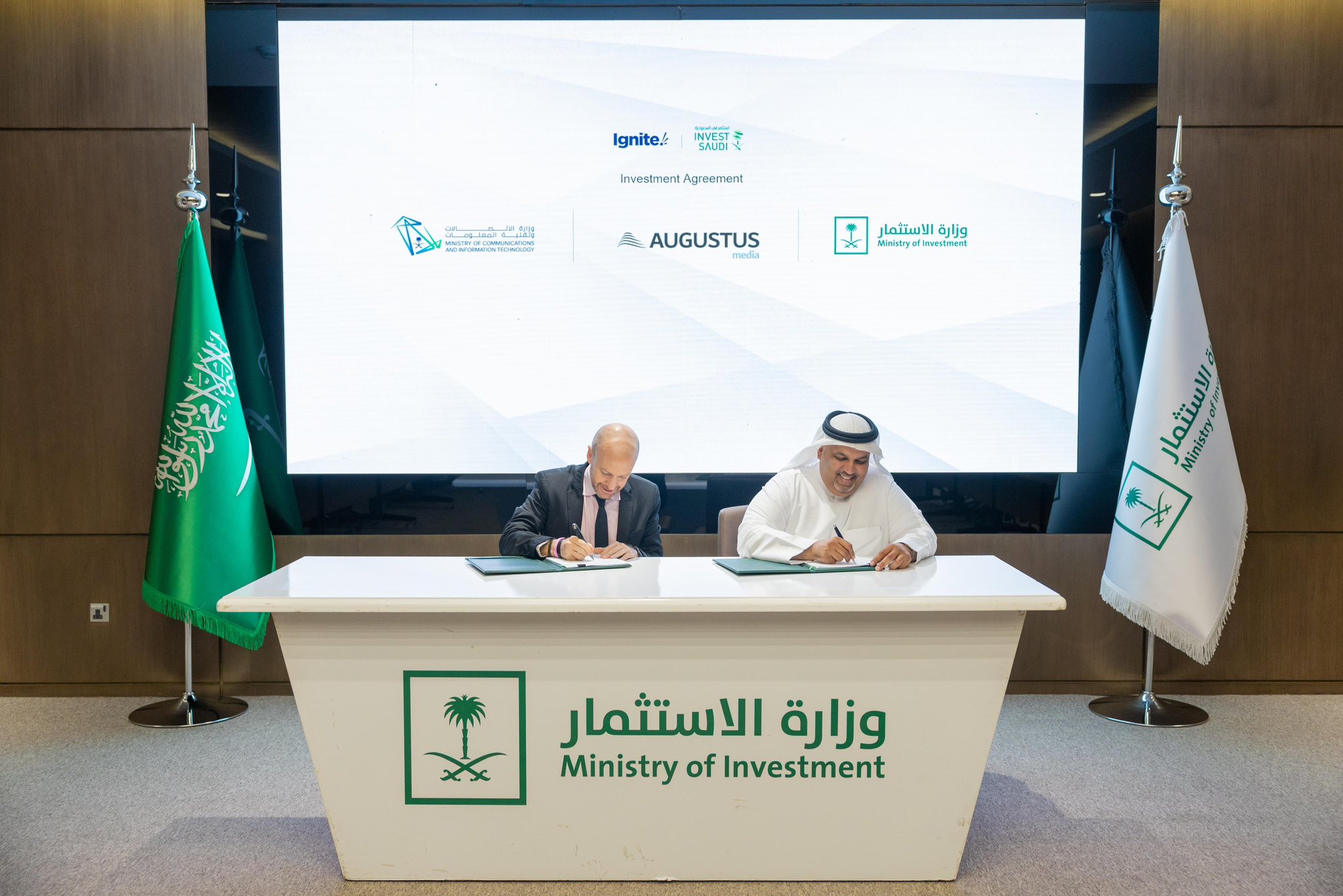 Augustus Media signing the agreement to join the Ignite program to accelerate Saudi media industry