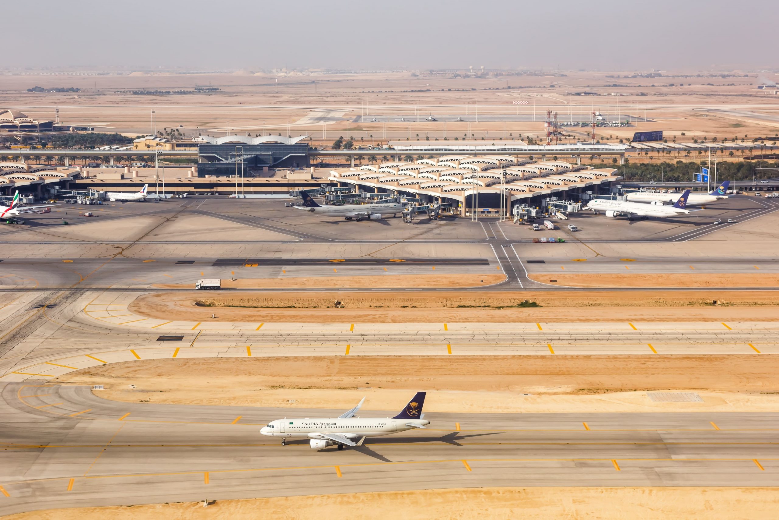 A landscape image of an airport in Saudi